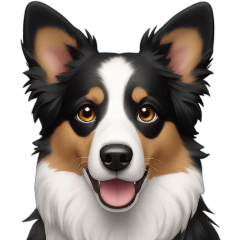 border collie mixed with corgi only face and with only black and white hair emoji