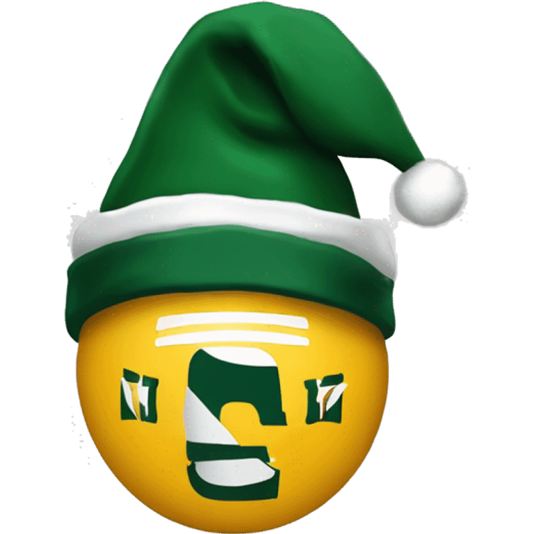 ￼Green Bay packers logo with Christmas hat  emoji