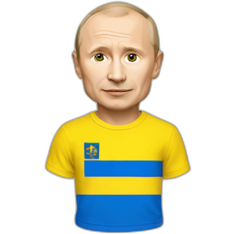 miniature putin wears ukrainian flag t shirt emoji