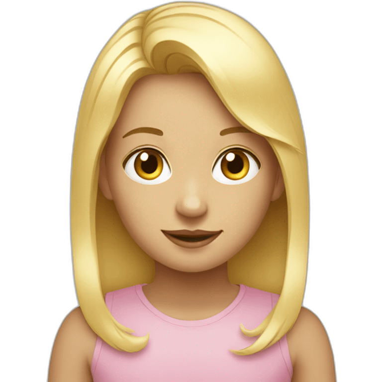 Blonde girl with her little son emoji