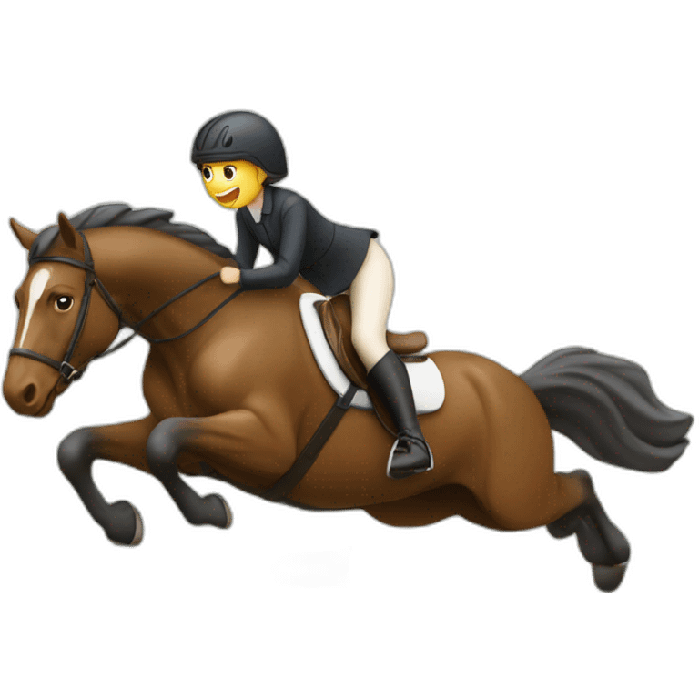 Fille sur un cheval qui saute un obstacle pendant une competition  emoji