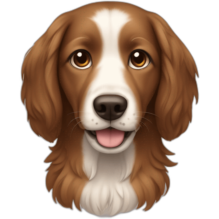 dog with mid-long hair brown mid size and different shades of brown hair no white hear emoji