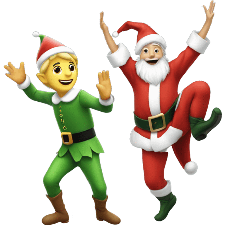 elf doing a cartwheel next to santa  emoji