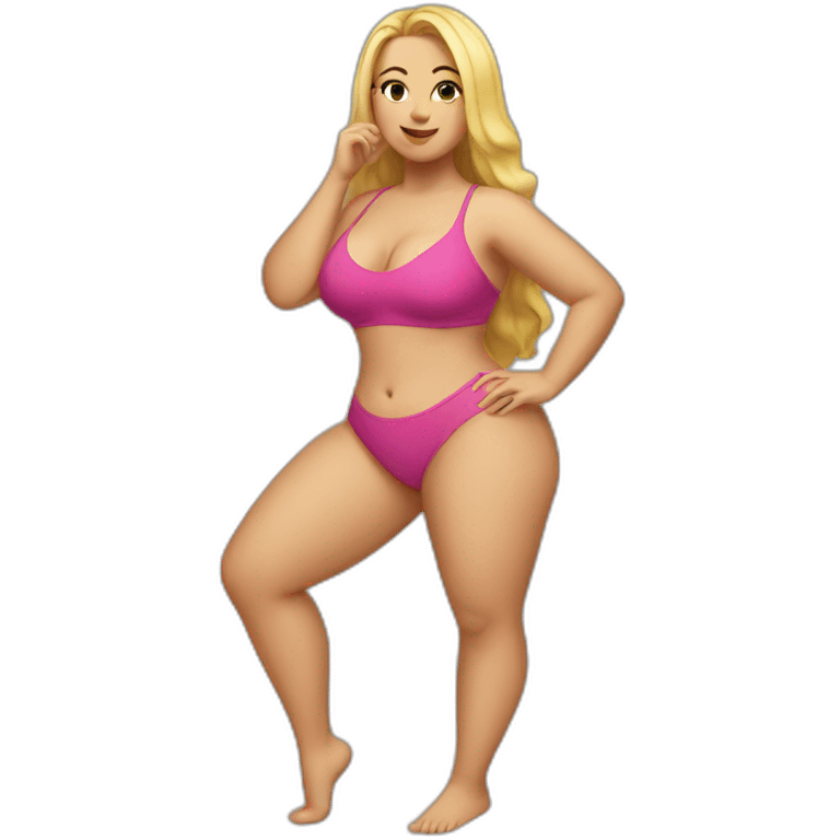 Slim-Thicc caucasian woman swimsuit posing emoji