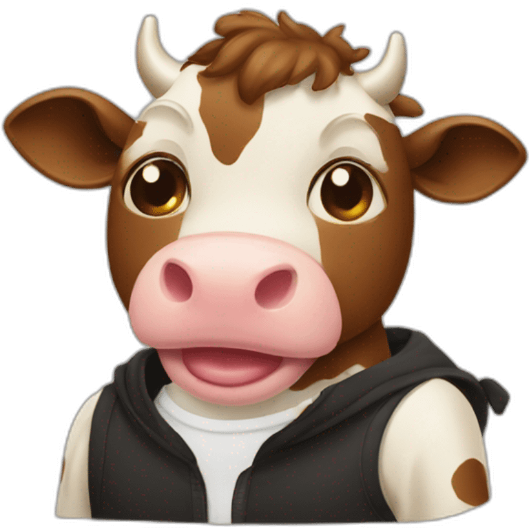 A cow con a guys emoji