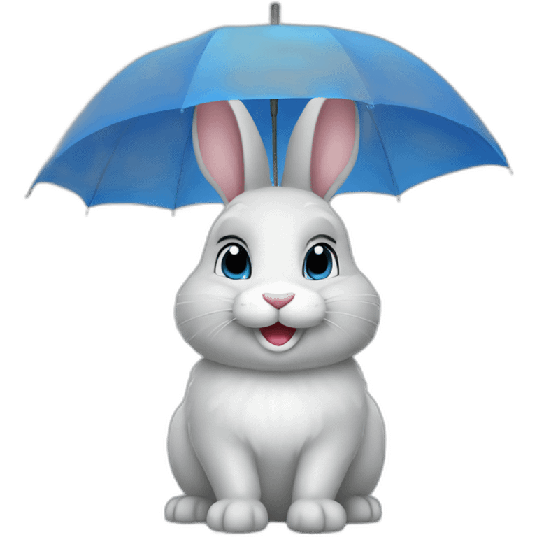 rabbit smile under blue umbrella emoji