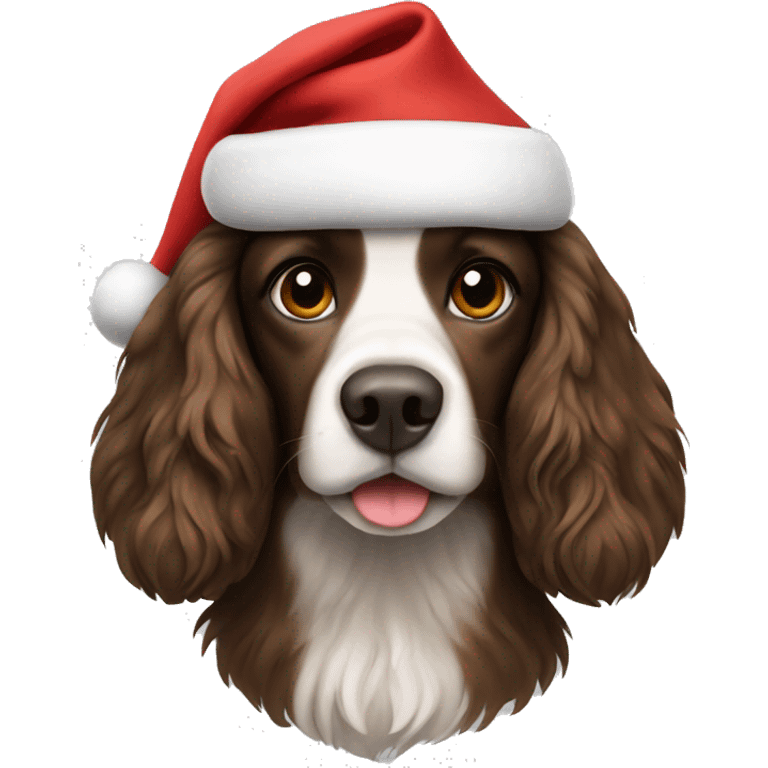 Spaniel wearing Santa hat emoji