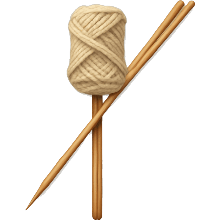 Knitting needles and beige yarn emoji