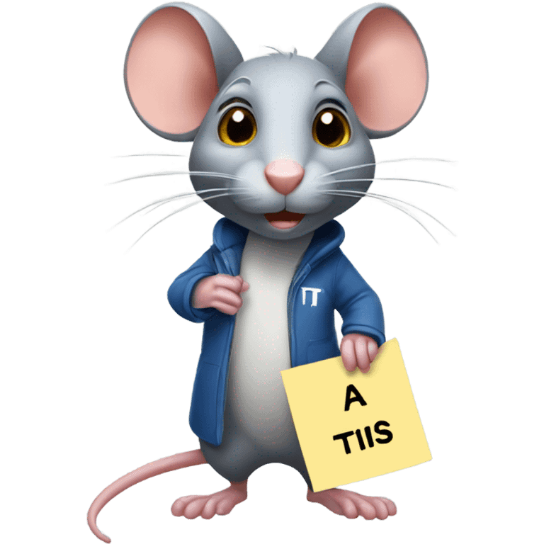 A rat holds a sign with the inscription "ТЫ" emoji