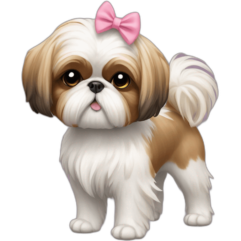 Dog Shih Tzu with a bow on head full-body emoji