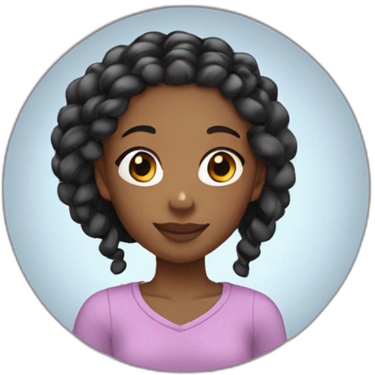 Black girl with long curly boxbraids emoji