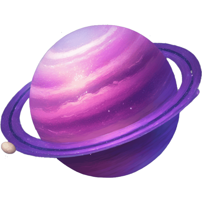 sparkly blue purple and pink glitter planet with white saturn ring emoji