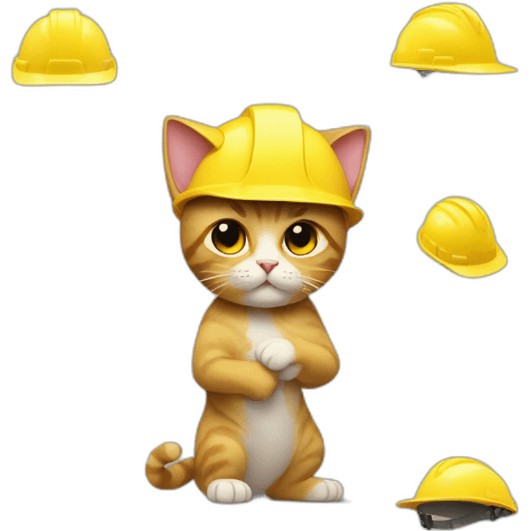 cat,fighting pose,yellow construction helmet emoji