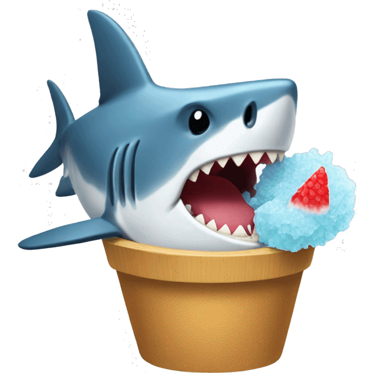 shark eating a hawaiian shaved ice emoji