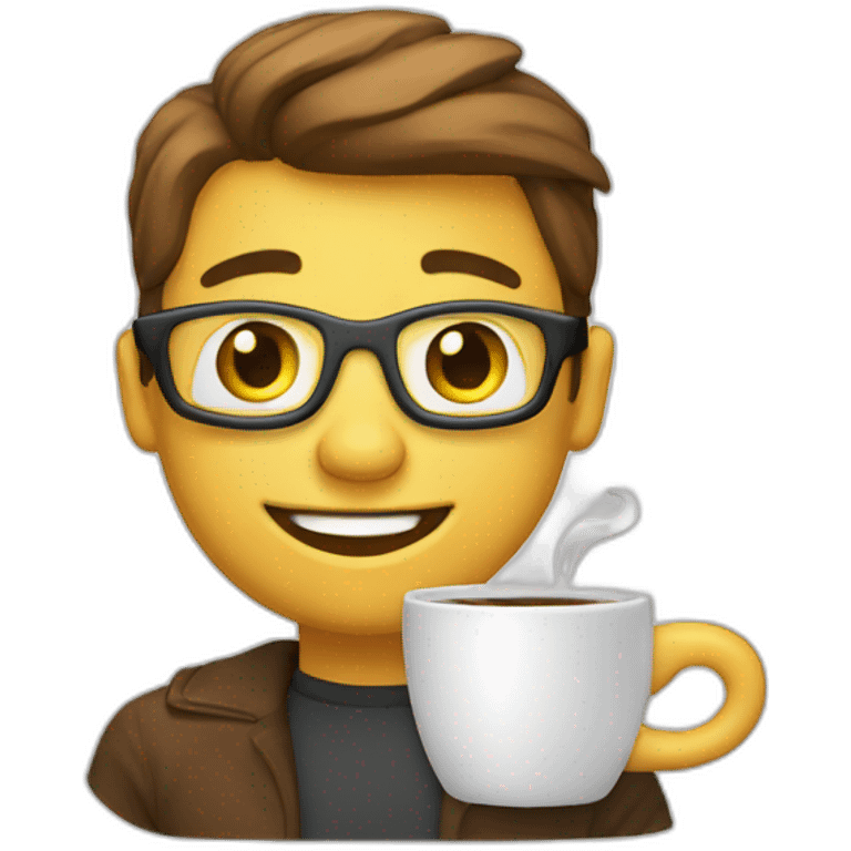 satisfied programmer with coffe mug emoji