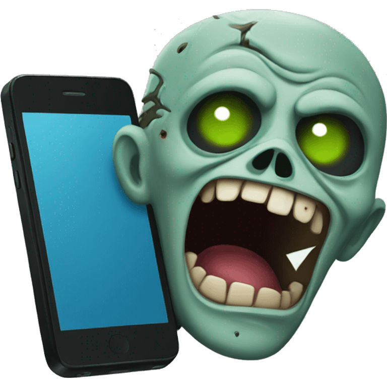 happy zombie watching a phone emoji