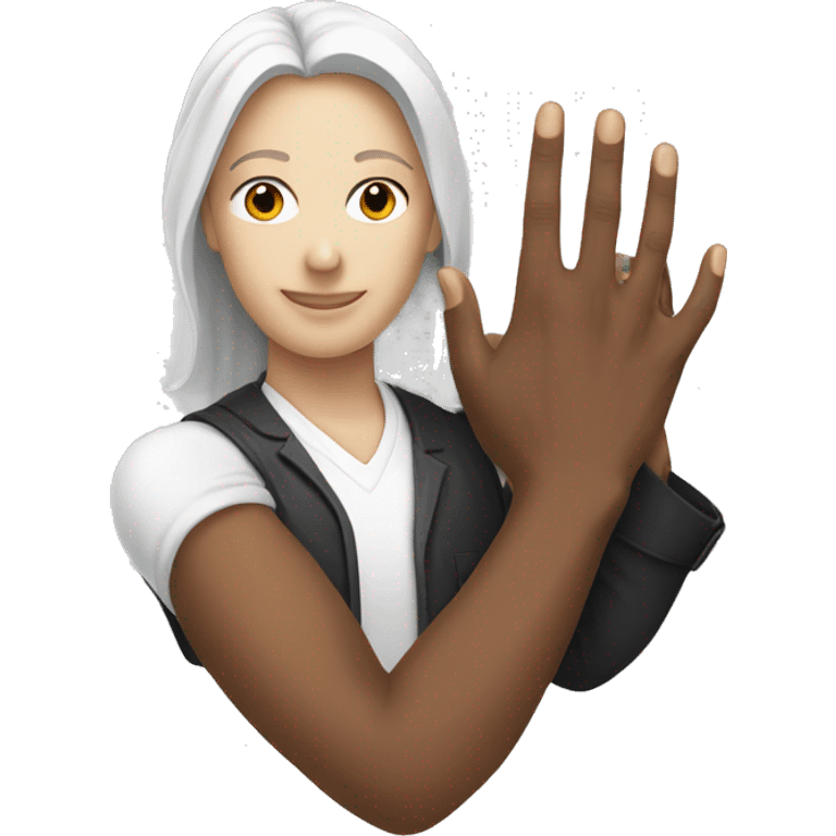 Black male and white women hand holding emoji