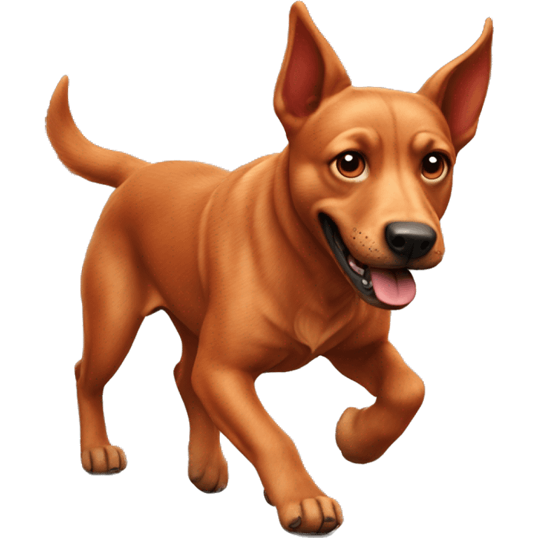 realistic solid red dog with pointed ears running emoji