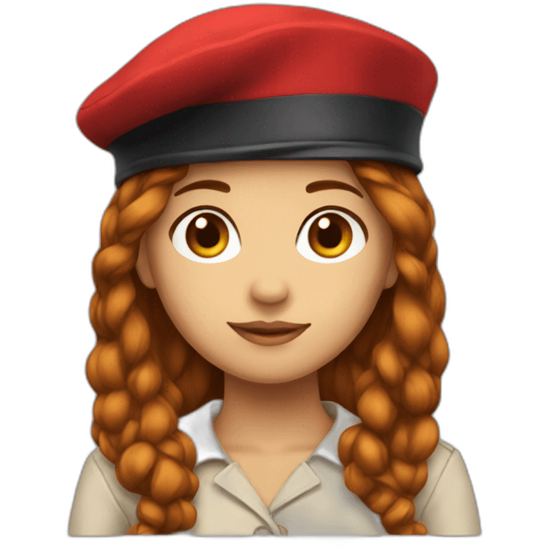 Red beret for girl with dark long hair emoji