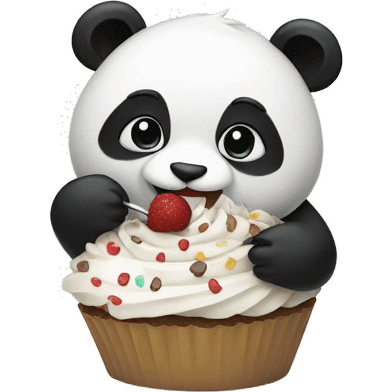 Panda eating Cup cakes  emoji