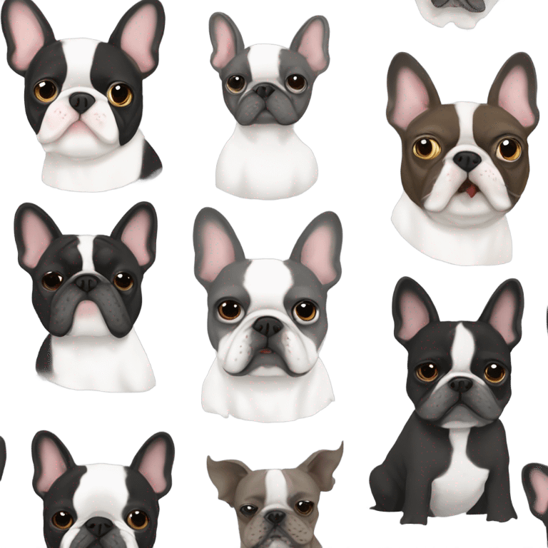 All gray French bulldog with a brussels griffon and a boston terrier Christmas   emoji