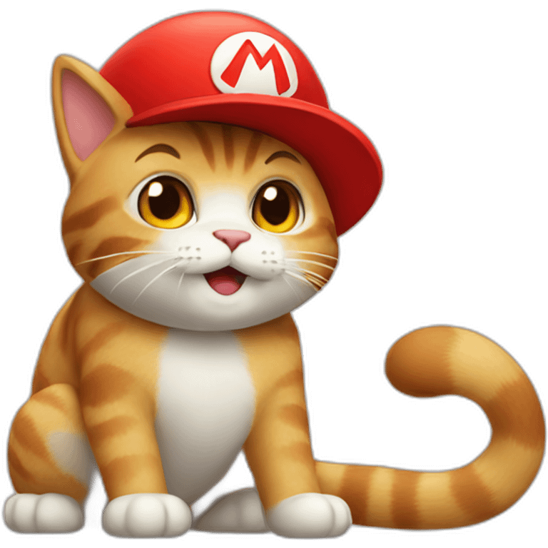 cat with super Mario red hat emoji