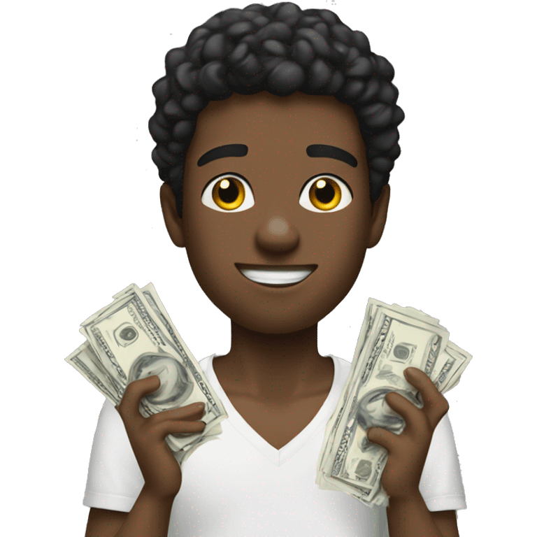 Young black guy with amiri shirt holding a lot of cash  emoji