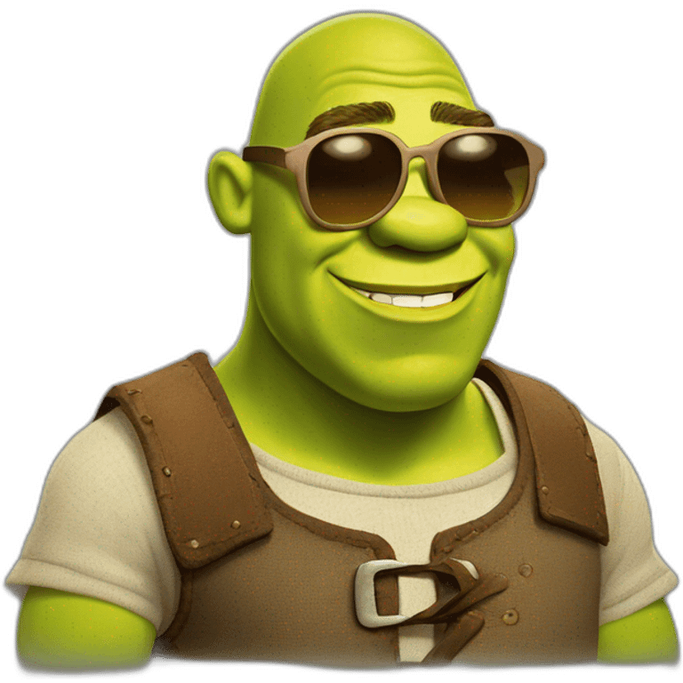 Shrek blushing and with sunglasses emoji