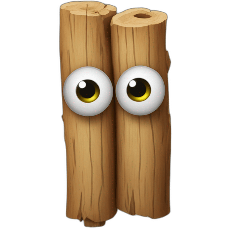 Stick of wood with eyes and arms emoji