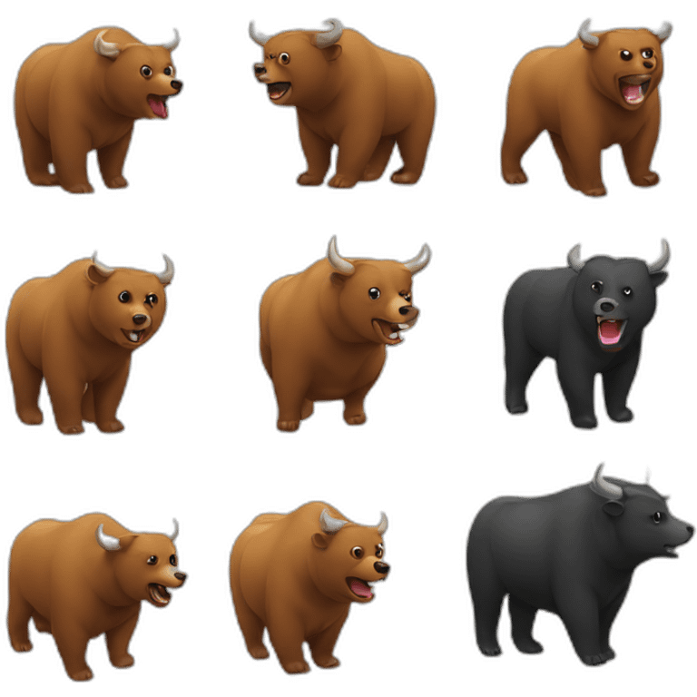 Bear and a bull fighting emoji