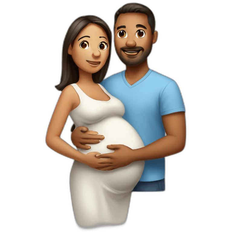 A pregnant woman with her husband  emoji