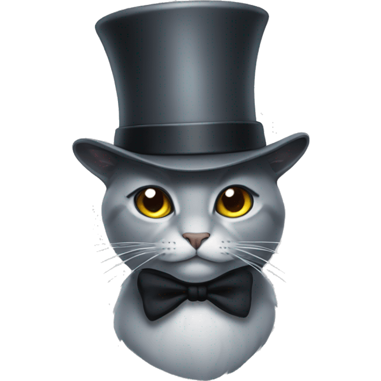 grey cat with top hat emoji