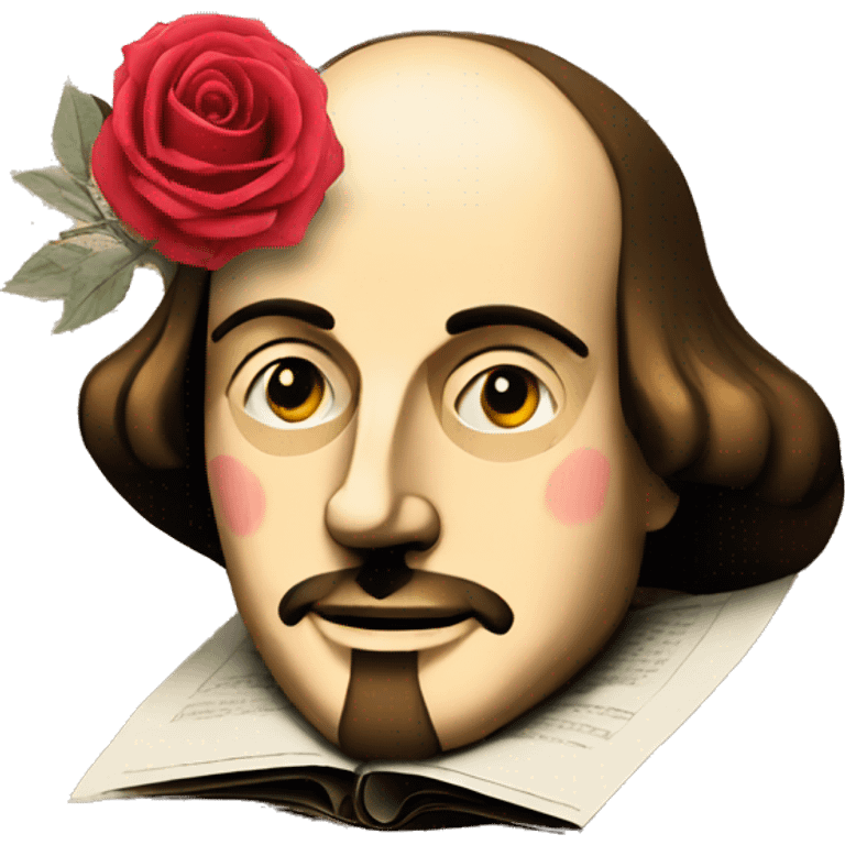 Shakespeare made of newspaper and roses emoji