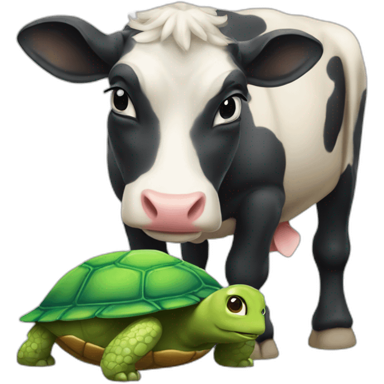 Une vache sur une tortue emoji