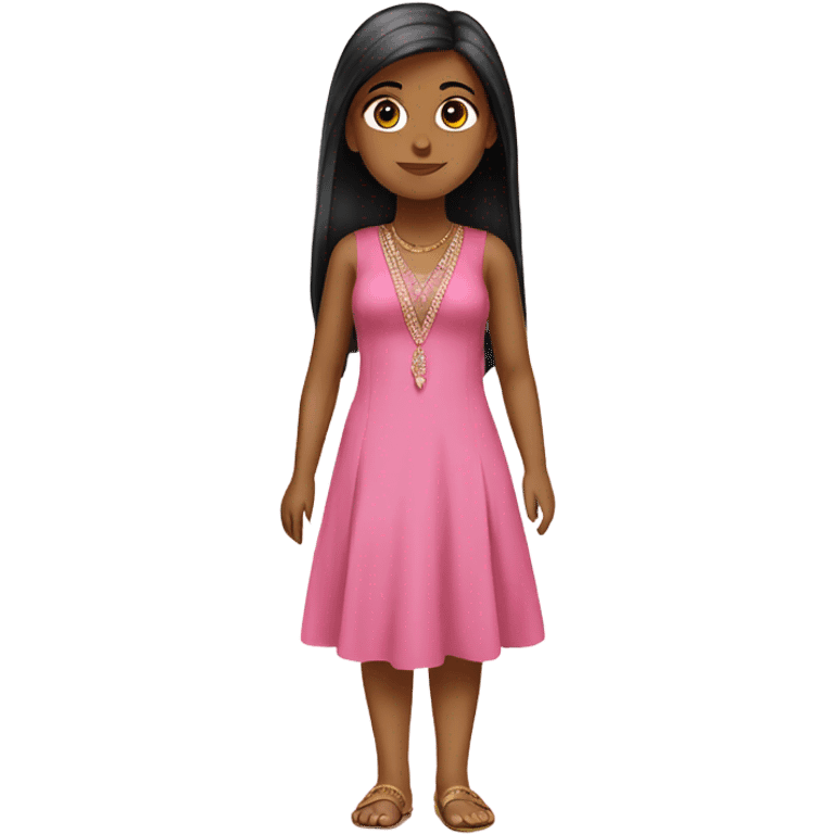 Girl pink dress  Indian straight hair emoji