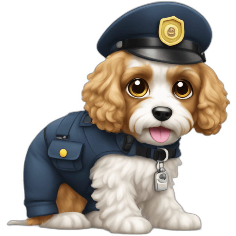 White cavapoo as an inspector emoji