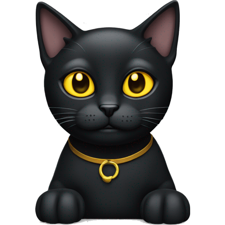 black cat with yellow eyes lazy laying  emoji