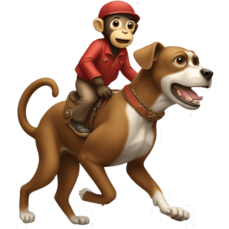 A monkey riding a dog emoji