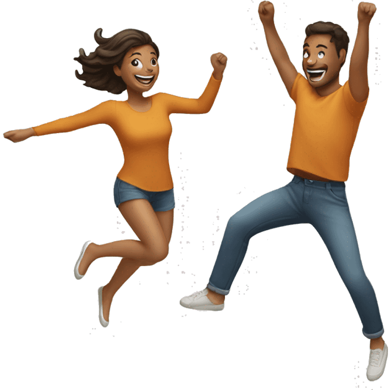 a couple jumping happy emoji