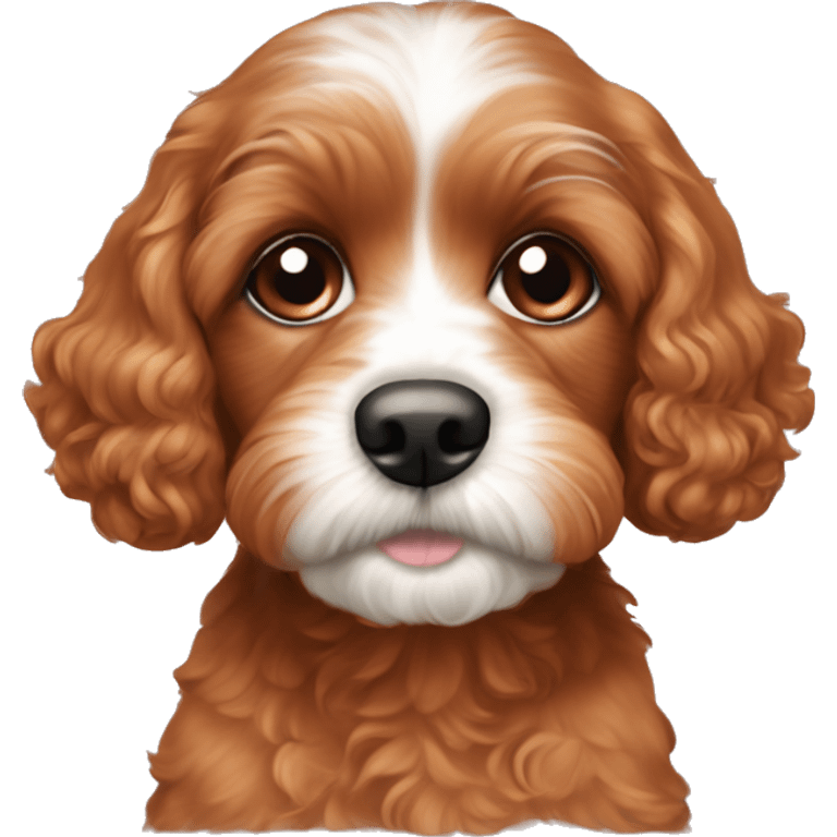 Reddish color Cavapoo puppy face emoji