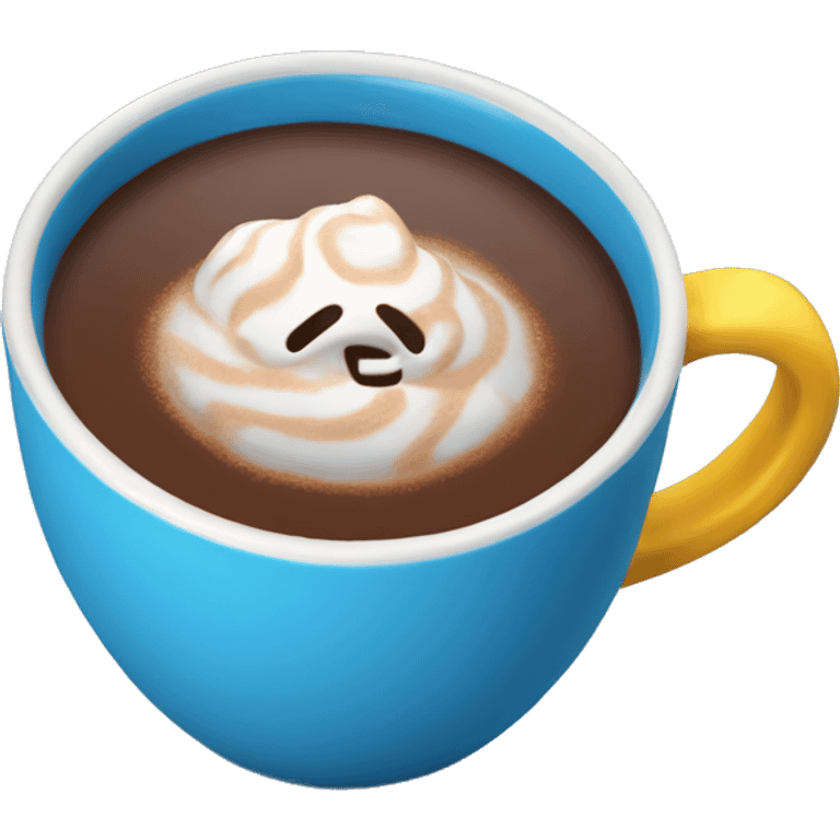 hot cacao in a blue cup emoji