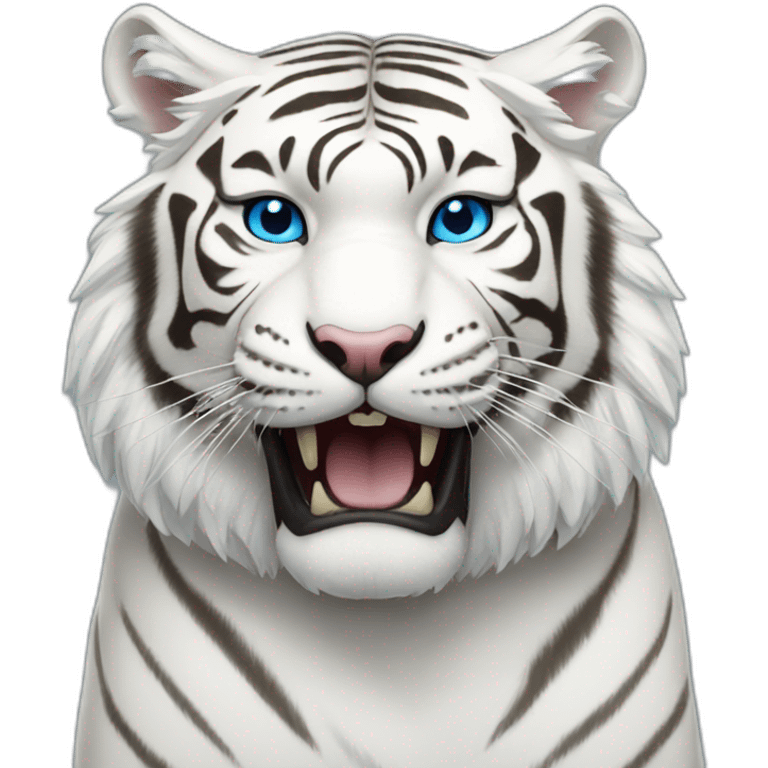 Fat white tiger with blue eyes emoji