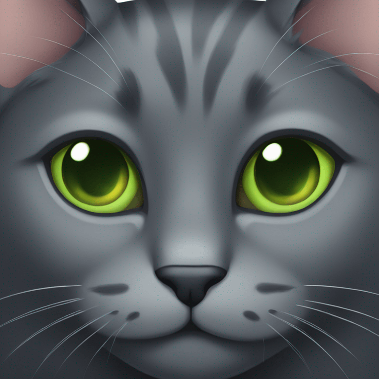 Dark Grey cat with green eyes emoji