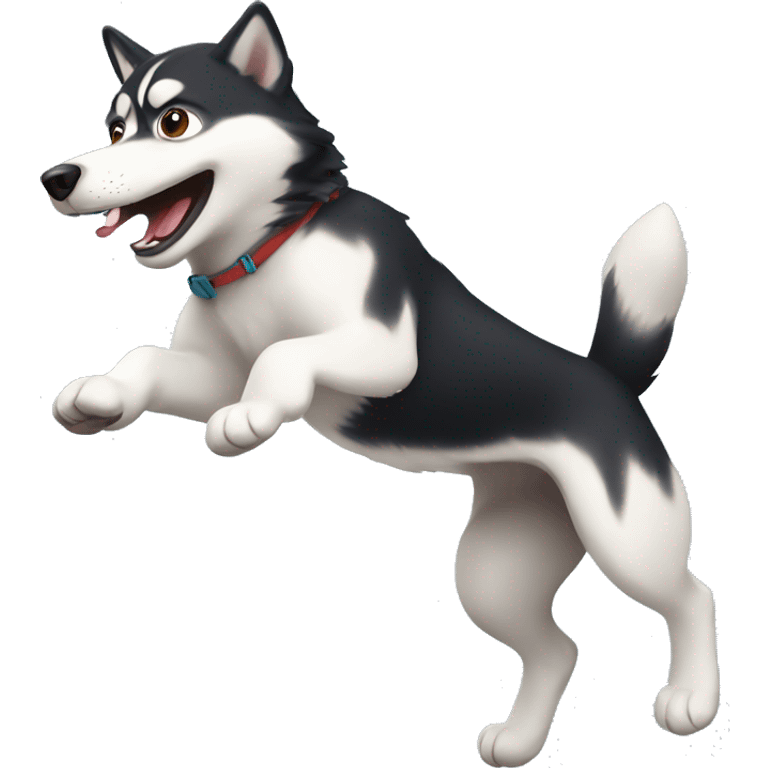 husky jumping emoji