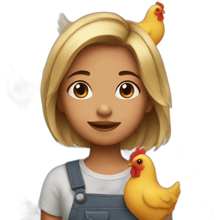 Girl with chicken emoji