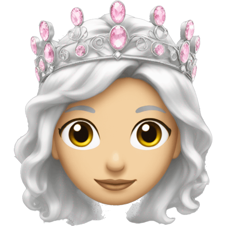 Silver tiara with light pink jewels emoji