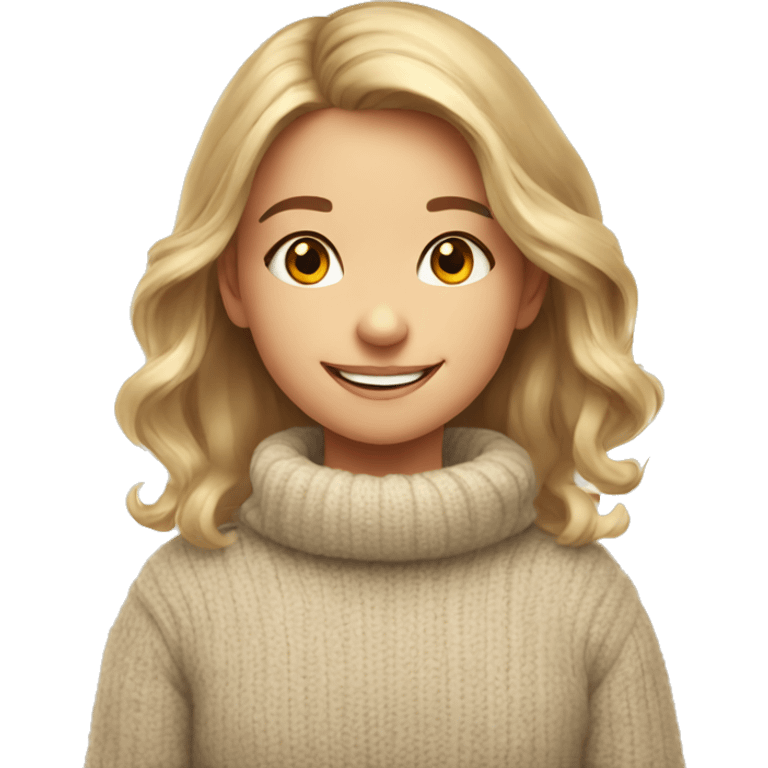 smiling girl in sweater portrait make her young emoji