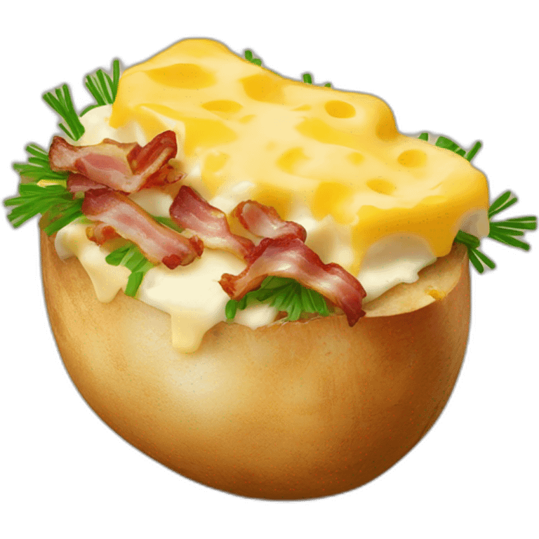 Baked potato with cheese and chives and bacon emoji