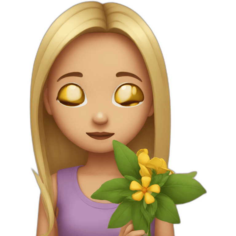 Girl smelling flower emoji