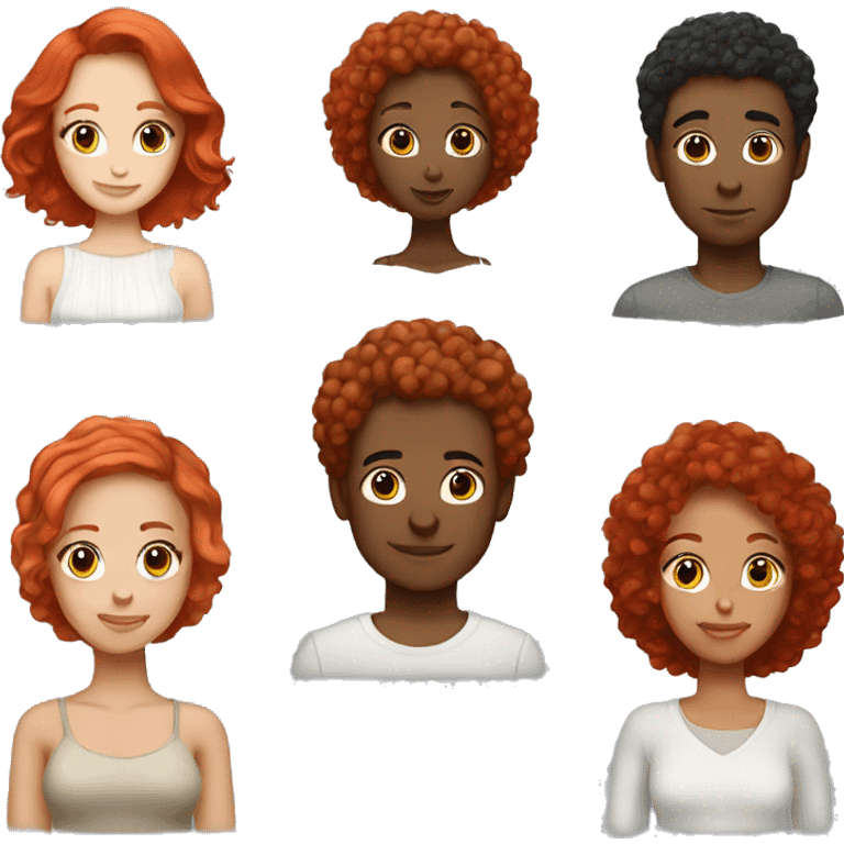 Biracial couple woman red hair emoji